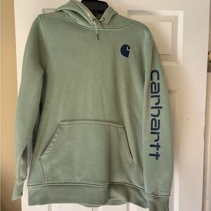 Carhartt Kids Sage Green Hoodie with Navy Accents
